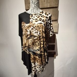 Leopard Print Women's Top - Black and Brown